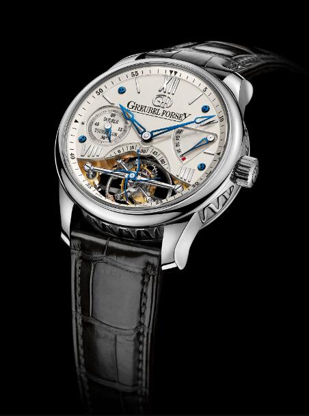 Replica Greubel Forsey Watch Double Tourbillon 30 White gold Silvered gold dial Men